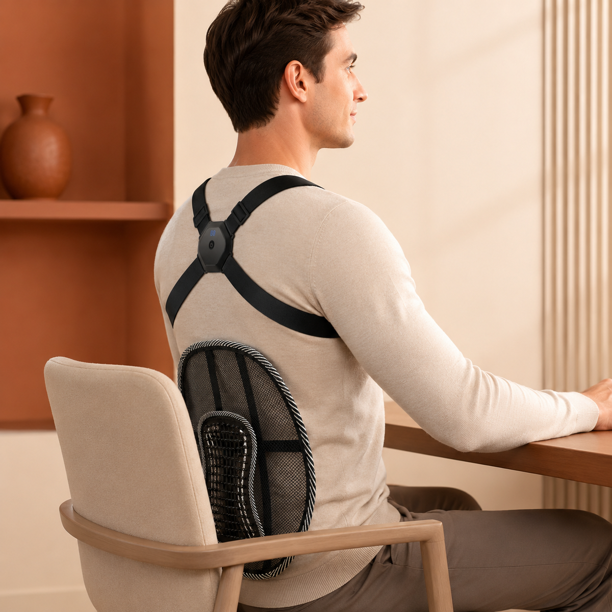 KIT POSTURA PRO 2 EN 1: Corrector de Postura Inteligente + Respaldo Lumbar — Adiós Encorvado, en Serio
